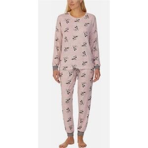 Disney Mickey Mouse Pajama Set Women's Ex Sm Pink Long‎ Sleeve Pants Loungewear
